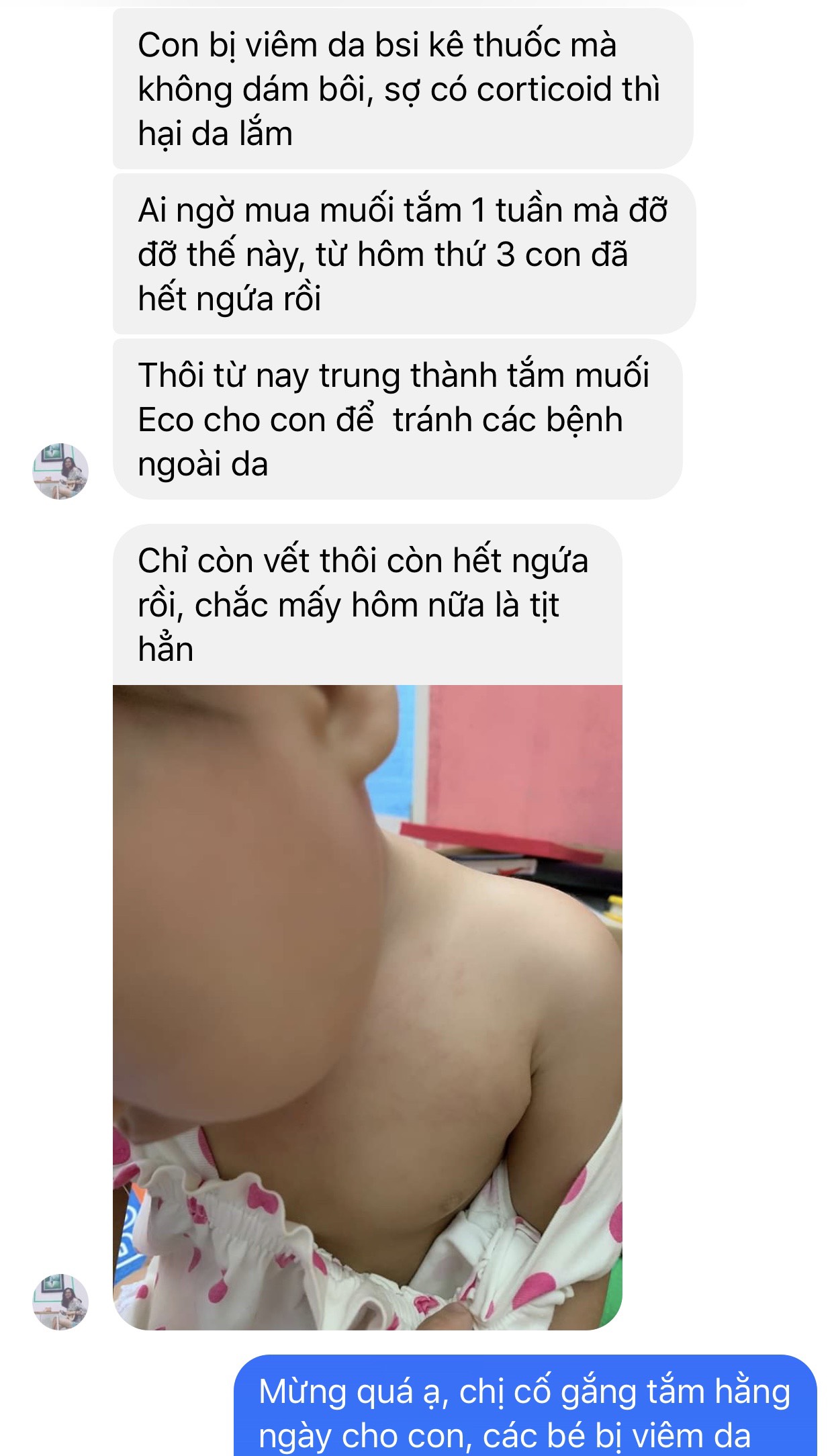 Tin nhắn feedback khách hàng dùng muối tắm
